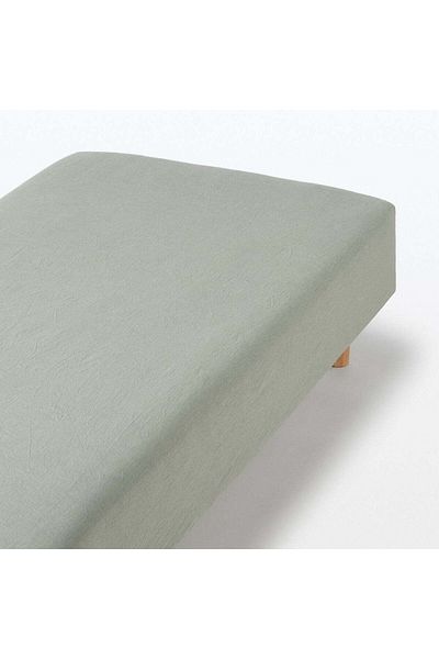 Muji Washable Cotton Fitted Sheet, Double, W140 x L200 x D18-28 cm