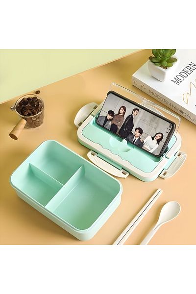 COOYA Japanese Wheat Straw Lunch Box, 1200ml, Leakproof Food Container for on the Go Meal (Blue)