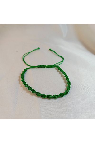 Crystal Atelier Unisex Green Macrame Braided Adjustable Bracelet with Elevator - Spiral Macrame Braided Rope Bracelet