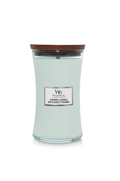 Wood Wick Sagewood & Seagrass - Large Hourglass Candle with Pluswick