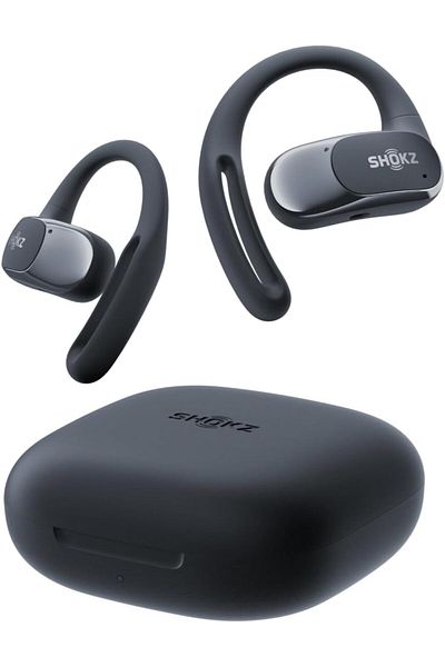 Shokz سماعات رأس بلوتوث لاسلكية مفتوحة الأذن من OpenFit Air مزودة بميكروفون