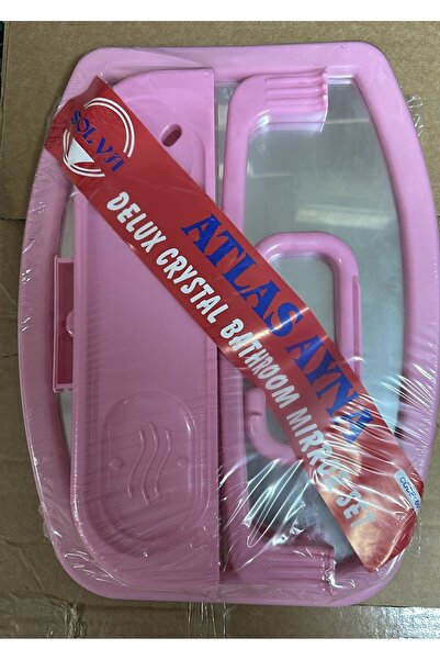Atlas PLASTİK BANYO AYNA SETİ PEMBE 45x36