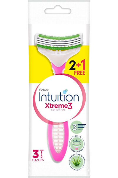 INTUITION ماكينة حلاقة إكستريم 3 للاستخدام مرة واحدة للنساء، عبوة من 2 + 1، م...