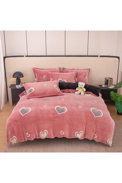FIONNA.RO Cocolino 4-Piece Bed Linen with Elastic - Pink with Hearts