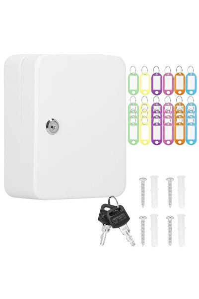 SERSIMO Steel metal box for 48 keys, equipped, 25x20x7.5cm, white