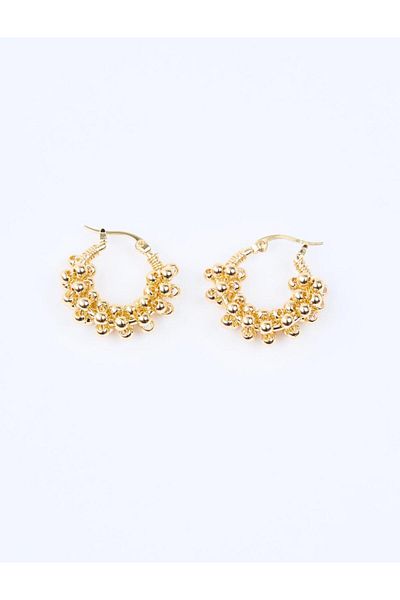 Jimmy Key Gold Color Ball Figured Hoop Earrings