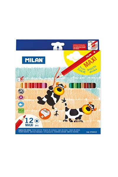 Milan Colored pencils in 12 colors Maxi with triangular sharpener