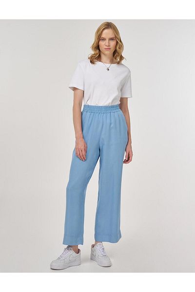 Kayra Παντελόνι Lyocell με φαρδύ πόδι Ice Blue