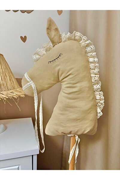 Saatistan El Yapımı Bej Ahşap Çubuklu At Dekorasyon Parçası