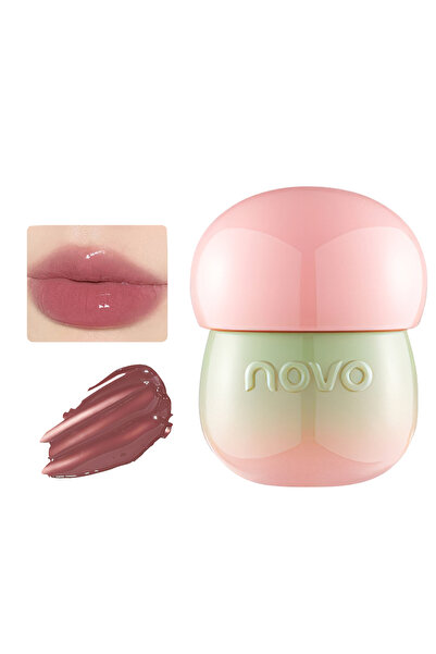 No-vo أحمر شفاه، لمسة نهائية عاكسة مرطب يدوم طويلاً مقاوم للماء غير لاصق، كوب ملمع شفاه عالي الصبغة