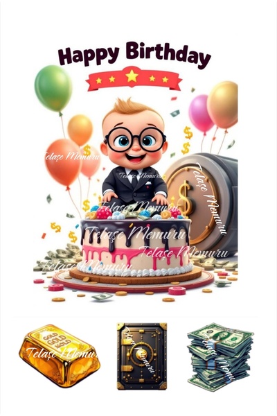 telaşe memuru طباعة على ورق تزيين الكيك للأطفال من باترون على ورق ملون، طباعة...