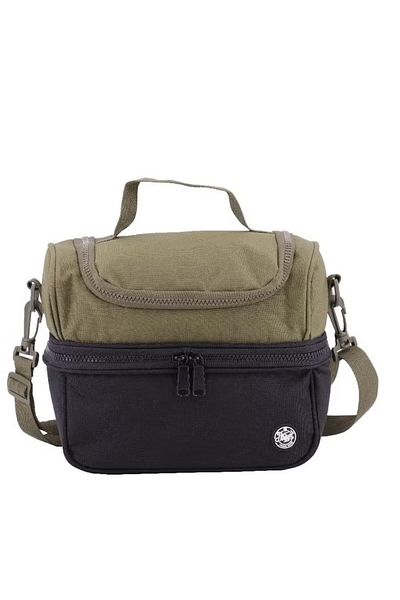 Atrium Big Zipper Lunch Bag – 2‑Tone Black/Green