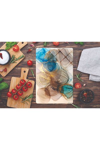 CONCEPT CAM Glass Cutting Board and Presentation Holder, 25X35, 4 Mm, Colorful Pattern