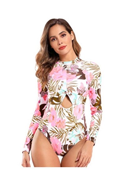 Mixbo Costum de Baie Intreg Mixbo, Maneca Lunga, Imprimeu Floral, marime M