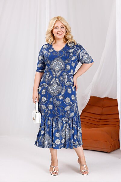 Siyezen Plus Size Skirt Ruffle Cotton Lycra Dress