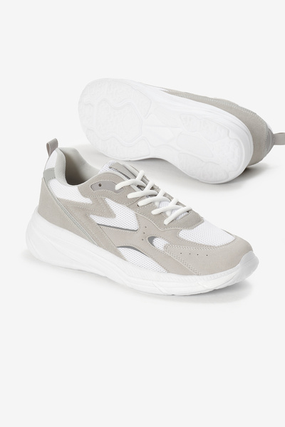 Tonny Black Чоловічі сіро-білі кросівки з дихаючою підошвою, світловідбиваючими елементами та хвилястим візерунком