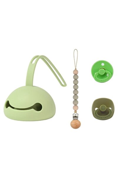 Mixbo Set de protecție pentru suzetă, 2 suzete din latex verzi, lanț cu bile ...