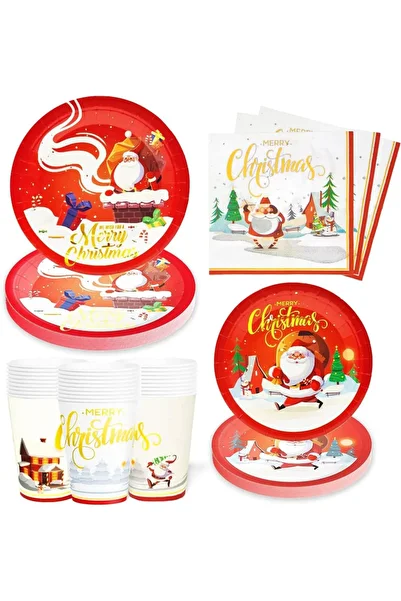 AinDen Christmas dinnerware set, paper, multicolor, 24 people