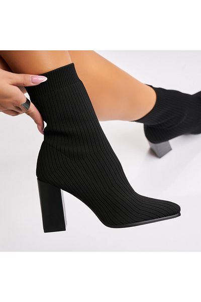 Joana Women's Black Fur-lined Ankle Boots from Deena Textile