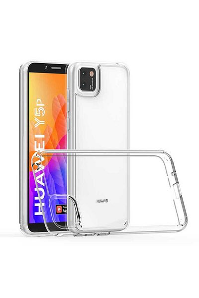 kilifone Huawei Y5P Compatible - Case Hard Glass Like Transparent Protective Coss Cover - Transparent - T13835