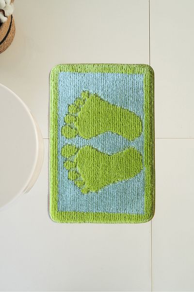 Moda Dekor Lux 40X60 cm Green-Grey Footprint Bath Mat