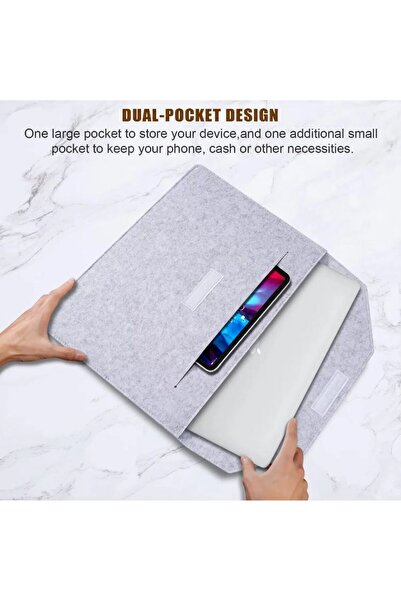 REDz Accessories Θήκη φακέλων 2 τσεπών, Macbook 13"-14", Μαλακός φάκελος, Επαγγελματικό, Υφασμάτινο, Γκρι