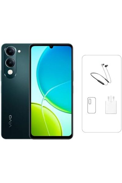 vivo هاتف Y04 ثنائي الشريحة بتقنية الجيل الرابع، لون أخضر يشم، ذاكرة وصول عشوائي (RAM) سعة 4 جيجابايت + سعة تخزين 128 جيجابايت | بطارية 5500 مللي أمبير/ساعة | مع سوار للرقبة - إصدار الشرق الأوسط