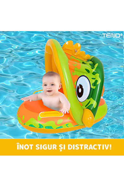 Teno Βρεφικό κολυμβητήριο Teno® με σκίαστρο, σχέδιο ψαριού, αφαιρούμενο σκίαστρο, 3-36 μηνών, πράσινο