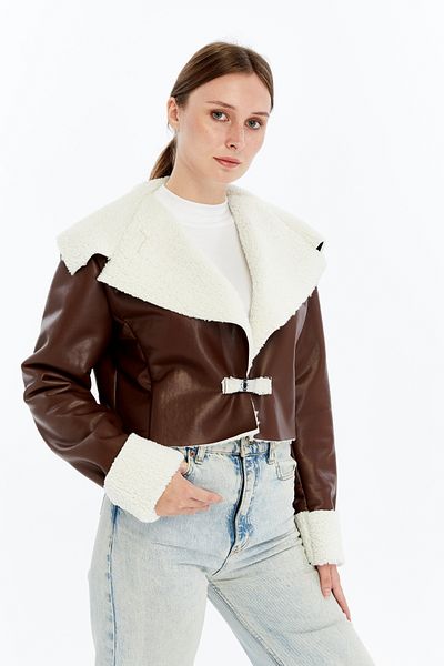 CHOS7N Women's Oversize Leather Coat Fur Jacket Niche Compact Design Casual Sports Look