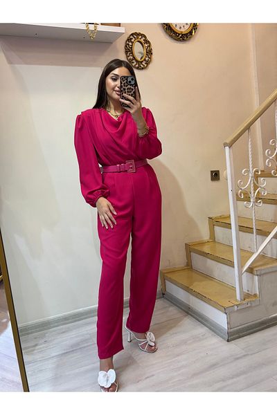 ROSSA Long Sleeve Belted Jumpsuit