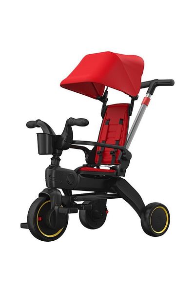 Mixbo Tricycle for Kids Mixbo, Detachable Handle, Pedals, Foldable, Red