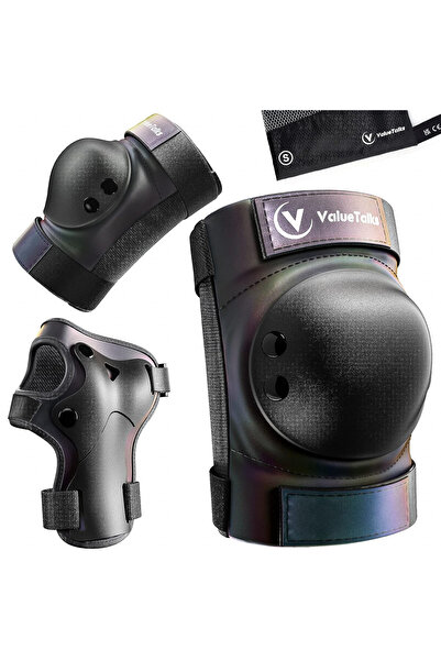 ValueTalks Set de 2 genunchiere, 2 cotiere și 2 apărători de încheietură ValueTalks, EVA/polivinil, negru, M, 13-18 ani