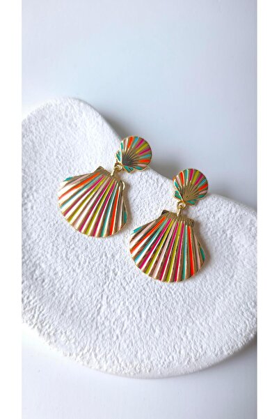 VOBEEYKU Dangle Plate Double Color Mussel Earrings