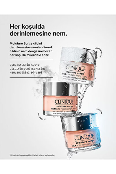 Clinique Moisture Surge™ 100 Saat Etkili Nemlendirici Yüz Kremi 30ml | Aloe Vera Bioferment, Hyalüronik Asit
