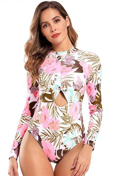 Mixbo Costum de Baie Intreg, Maneca Lunga, Imprimeu Floral, Mixbo, marime S