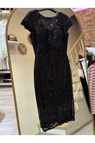 ROSSA Lace Stone Detailed Evening Dress