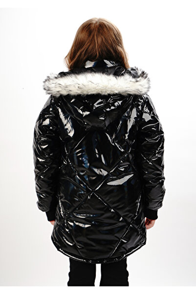 DUBLİNO KİDS Kız Çocuk Kapüşonlu Mont Su ve Rüzgar Geçirmez İçi Welsoftlu