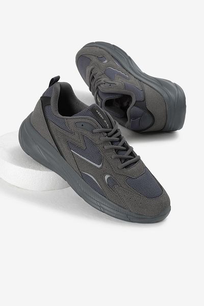 Tonny Black Men's Smoked Faylon Sole Breathable Fabric Reflective Wave Pattern Sports Shoes