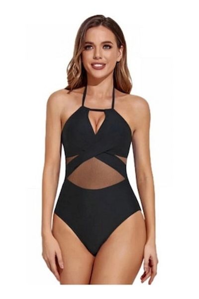Mixbo Black One Piece Swimsuit, S