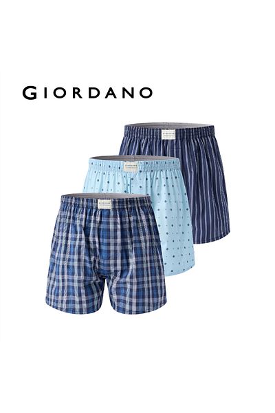 Giordano Men's Cotton Poplin Regular Fit Boxers 3pcs Pack