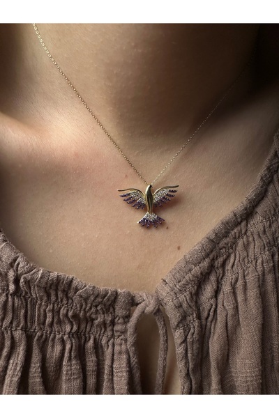 Amoure Gold 14 Ayar Altın 3.29 Gr Taşlı Mor Anka Kuşu Kolye – Zarif ve Anlamlı Tasarım, Şık Hediye Seçeneği