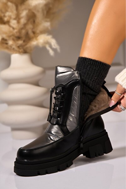 Joana Γυναικείες μπρονζέ μπότες με γούνινη επένδυση από οικολογικό δέρμα Bradie