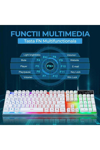Timebox Keyboard Kit, RGB Gaming Mouse, 104 keys, wired, 7 colors and lighting modes, Ergonomic Design, Meta