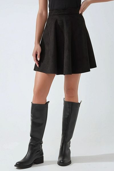 Hiccup Suede High Waist Mini Skirt