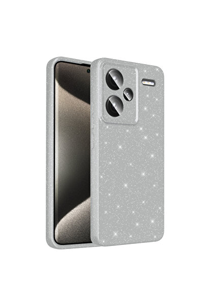 Ummeslem Compatible Case Cover for Xiaomi Redmi Note 13 Pro Plus 5g with Camera Protection Silvery Luxury Koton