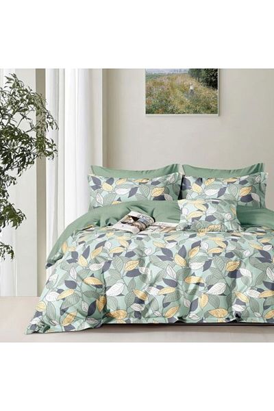 Ralex Double Bed Linen 6 Pieces Percale Cotton 100%, Yellow/Green