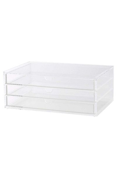 Muji Acrylic Case, 3 Steps Horizontal, Approx. W 25.5 x D 17 x H 10 cm