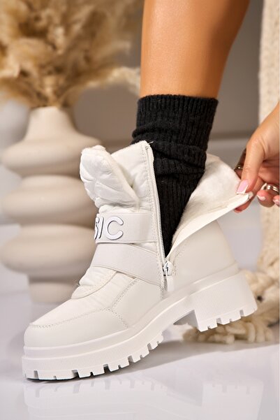 Joana Γυναικείες Φθινοπωρινές Μπότες Λευκές από Οικολογικό Δέρμα Lylia