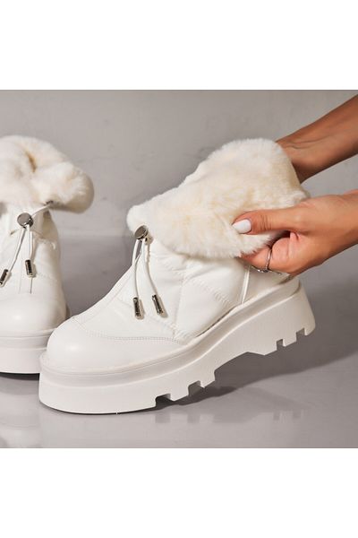 Joana Women's White Fur-lined Boots from Fas Kahlani