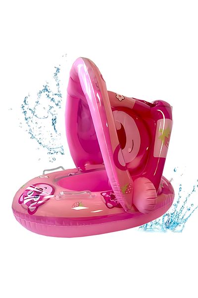 Teno Colac Inot cu Parasolar pentru Bebelusi Teno®, model ursulet, parasolar detasabil, 3-36 luni, roz